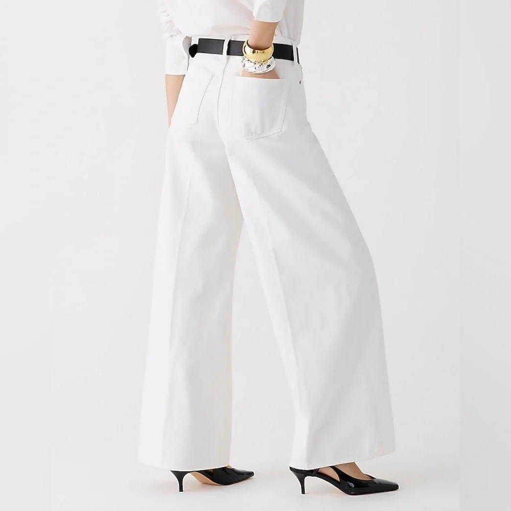 NWT J.Crew High-rise superwide-leg jean in white